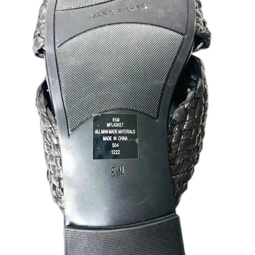 Marc Fisher Lasket Black Braided Twist Knot Slide Sandals Faux Leather Sz 8.5 - Picture 6 of 7